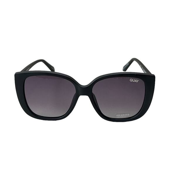 Quay Australia Ever After Sunglasses Matte Black Smoke Polarized SKU Q065 - Picture 1 of 4